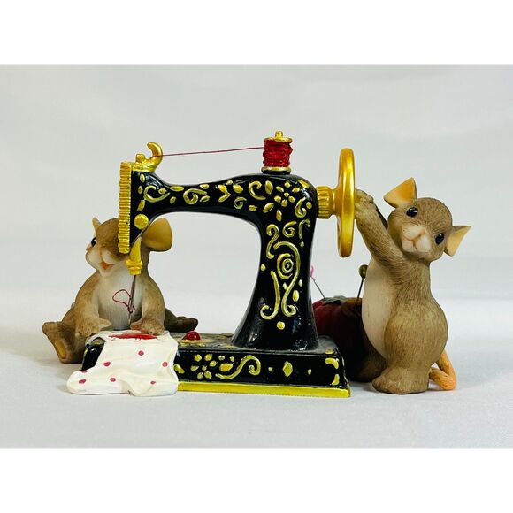 Charming Tails Fitz & Floyd We're Sewing Love Mouse Sewing Machine 84/149 - Picture 1 of 7